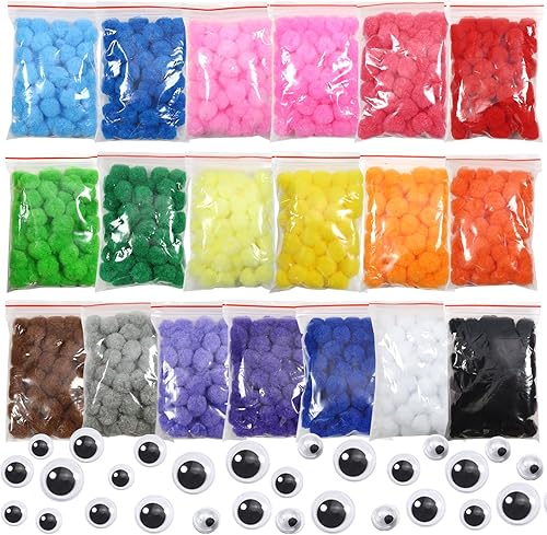 Miniatura 9 de TOAOB - 1900 pompones surtidos de 04in bolas de pompones mullidas multicolor suministros de arte para manualidades creativas y decoraciones