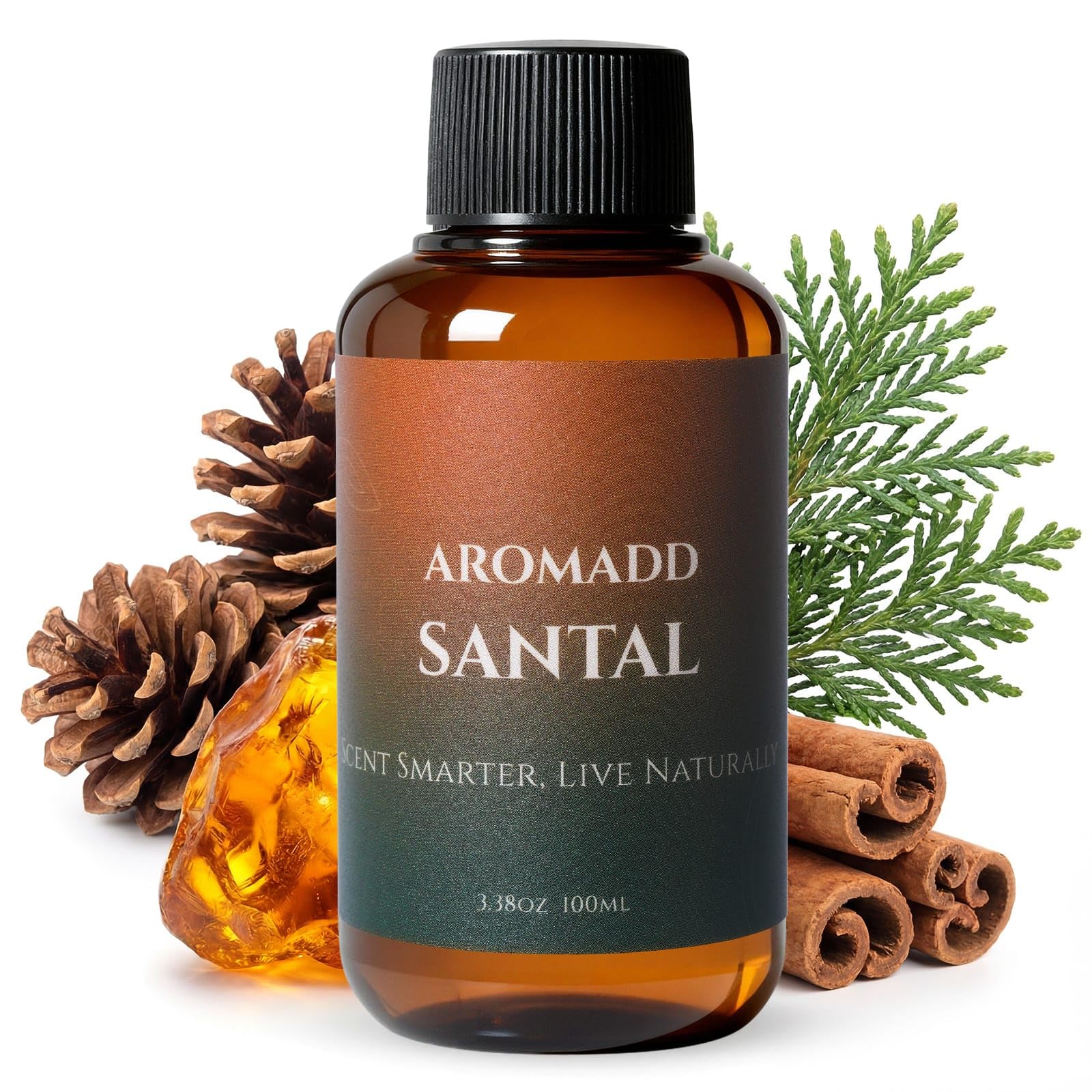 Aromadd Santal Diffuser Oil Inspired by Luxury Hotel Scent, Essential Oils for Waterless Diffuser, Warm Sandalwood & Amber Aroma, Long-Lasting & Natural Home Fragrance - 3.38 fl oz (100 mL)