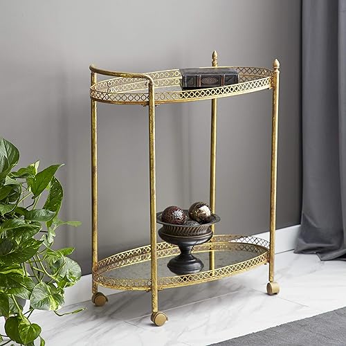 Metal oval bar cart