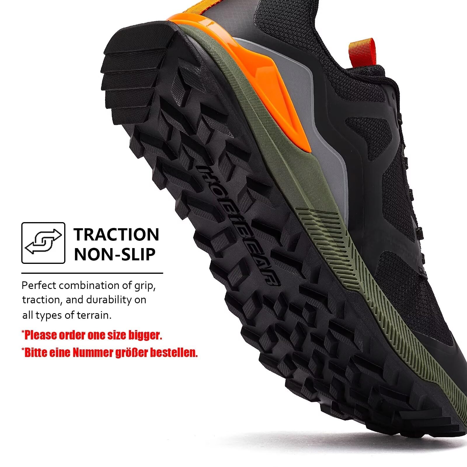 HOBIBEAR Chaussures de trail pour homme | Chaussures de trail | Trekking | Hiking | Bout large | Baskets antidérapantes