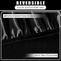 Vista 2 de ManMengJi Paquete de 2 manteles redondos ajustables color negro con bordes elásticos, impermeable, resistente a las manchas, para uso en exteriores