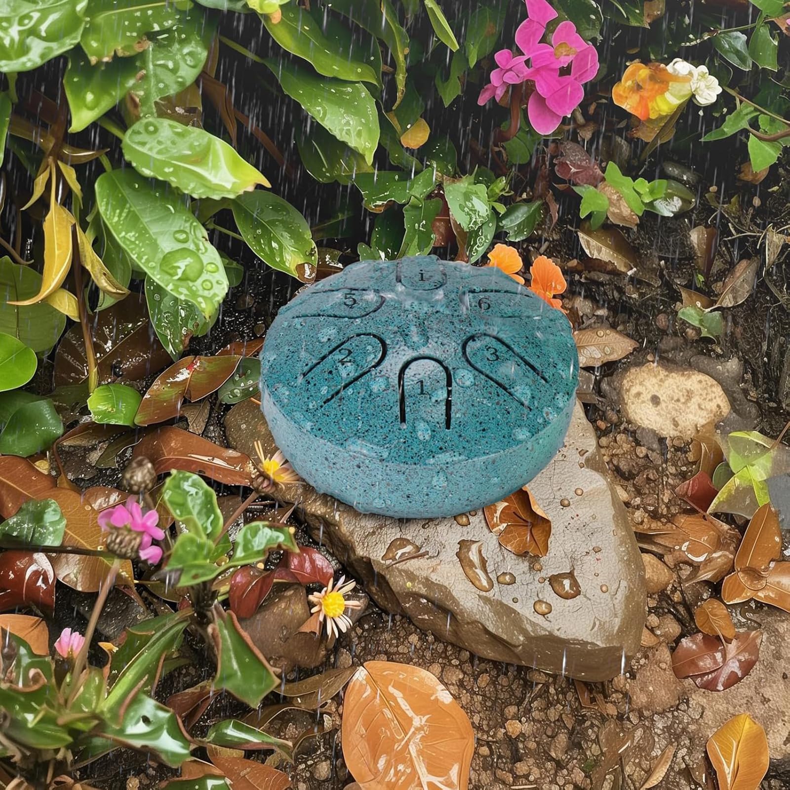 Tamburo antipioggia per giardino esterno, 7,6 cm, 6 note, in acciaio, la risonanza armoniosa dei suoni naturali, sincronizzato con il ritmo della natura, mini strumento a tamburo per pioggia