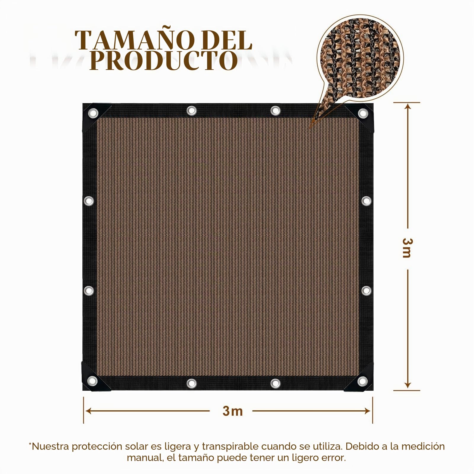 Red de sombra 85% resistente a los rayos UV, lona de sombra exterior parasol con borde con ojales, fácil de colgar, red de sombra para coche, jardín, invernadero, camping