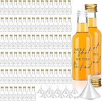 Vista 8 de Bokon 50 botellas de licor para boda con diseño de Take a Shot We Tied The Knot Shot, vasos para invitados, 1.7 onzas líquidas, botella vacía Negro