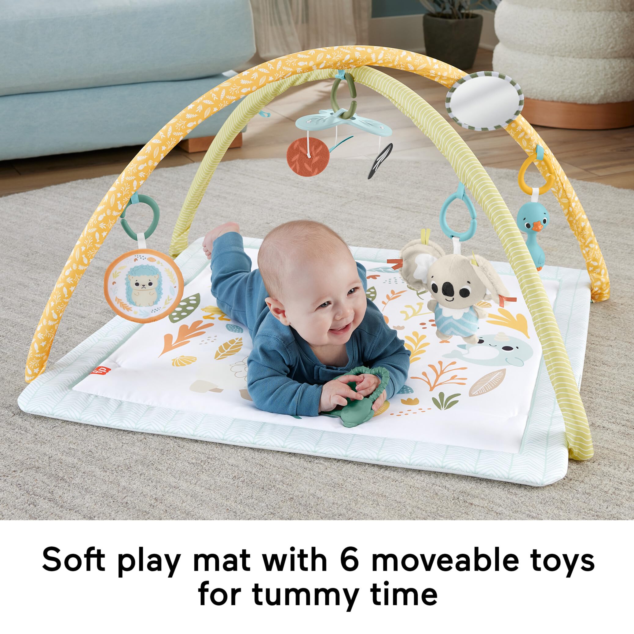 Fisher-Price Gimnasio Infantil Despierta Tus sentidos Alfombra de Actividades con Juguetes móviles y sensoriales Que favorecen el Desarrollo de los bebés a Partir del Nacimiento, JMN74