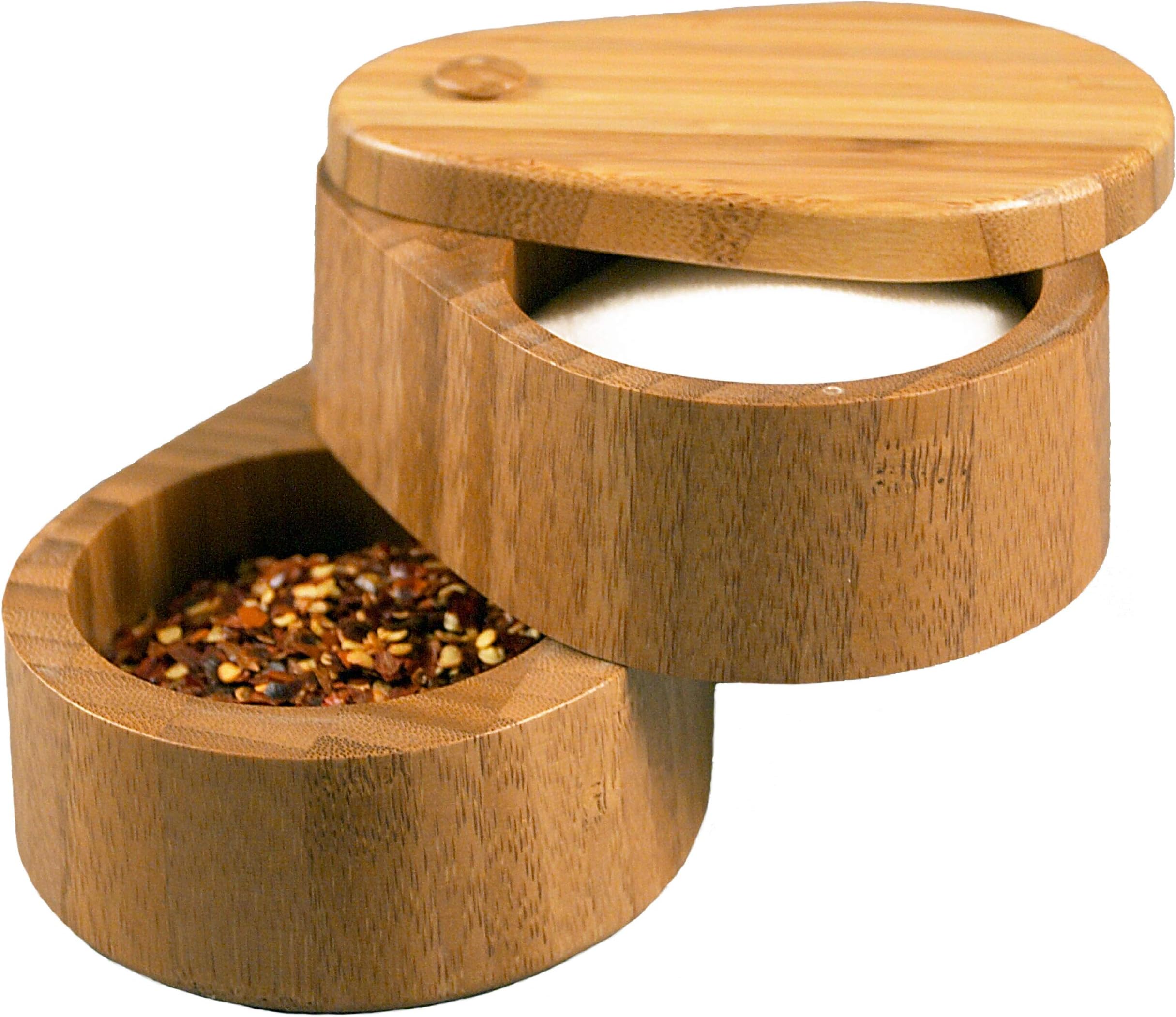 Totally Bamboo Double Salt Two Tier Storage Box with Swivel Lid