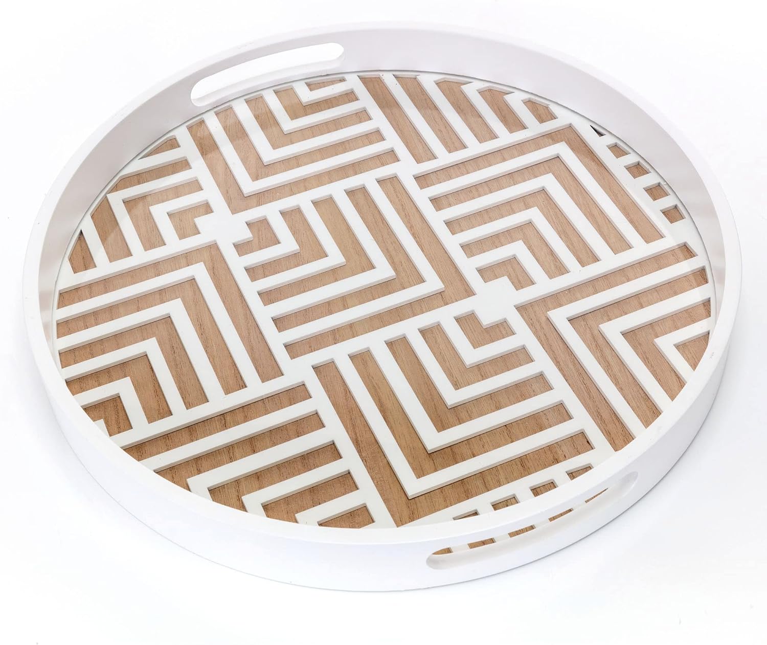 Coffee Table Tray Round, Black Decorative Tray, White Tray Decor, Round