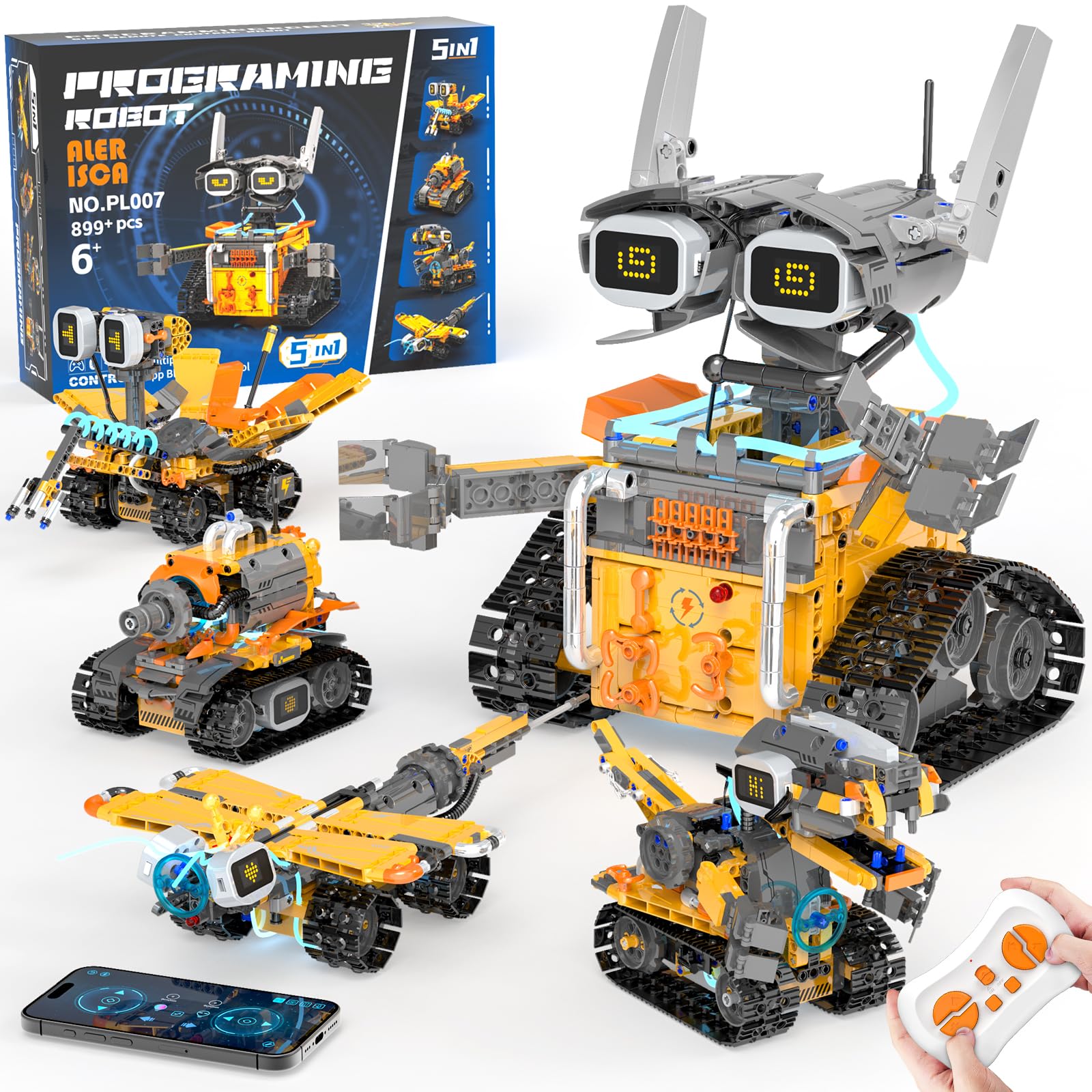 Photo 1 of 5in1 STEM Robot Building Kits for Kids 6-12, App & Remote Control STEM Dinosaur Tank Robot Building Toys for Kids, 899Pcs DIY Science Building Sets, Erector Sets for Boys Girls Birthday Xmas Gifts