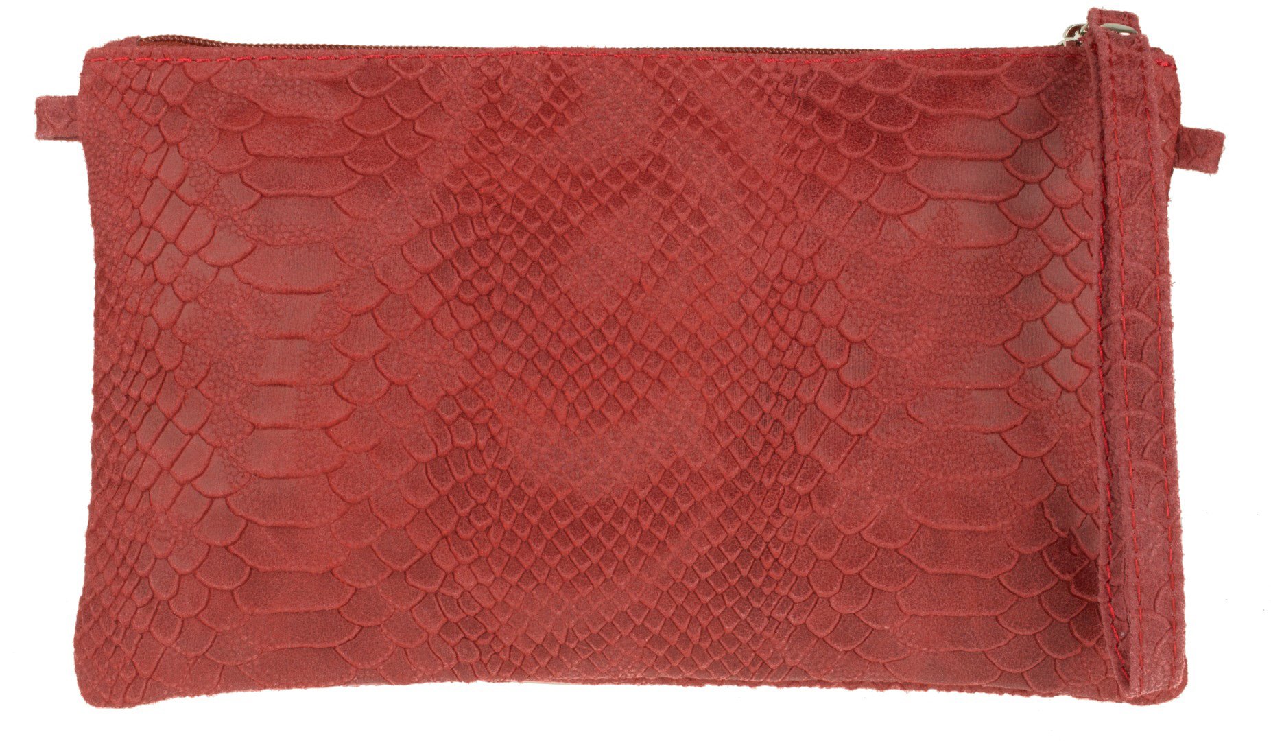 Pochette en daim italien haut de gamme imprimé serpent corail authentique