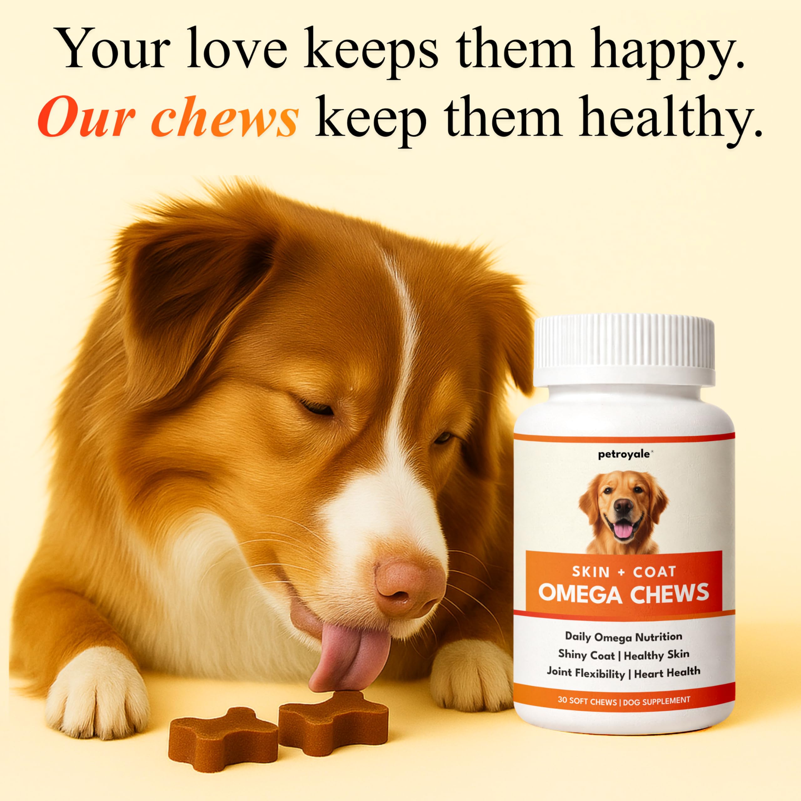 Petroyale Skin & Coat Omega Chews for Dogs | Omega 3 6 9 Soft Chews for Healthy Skin, Shiny Coat & Reduced Shedding | Dog Skin and Coat Supplement | 30 Soft Chews — Amazon image 6