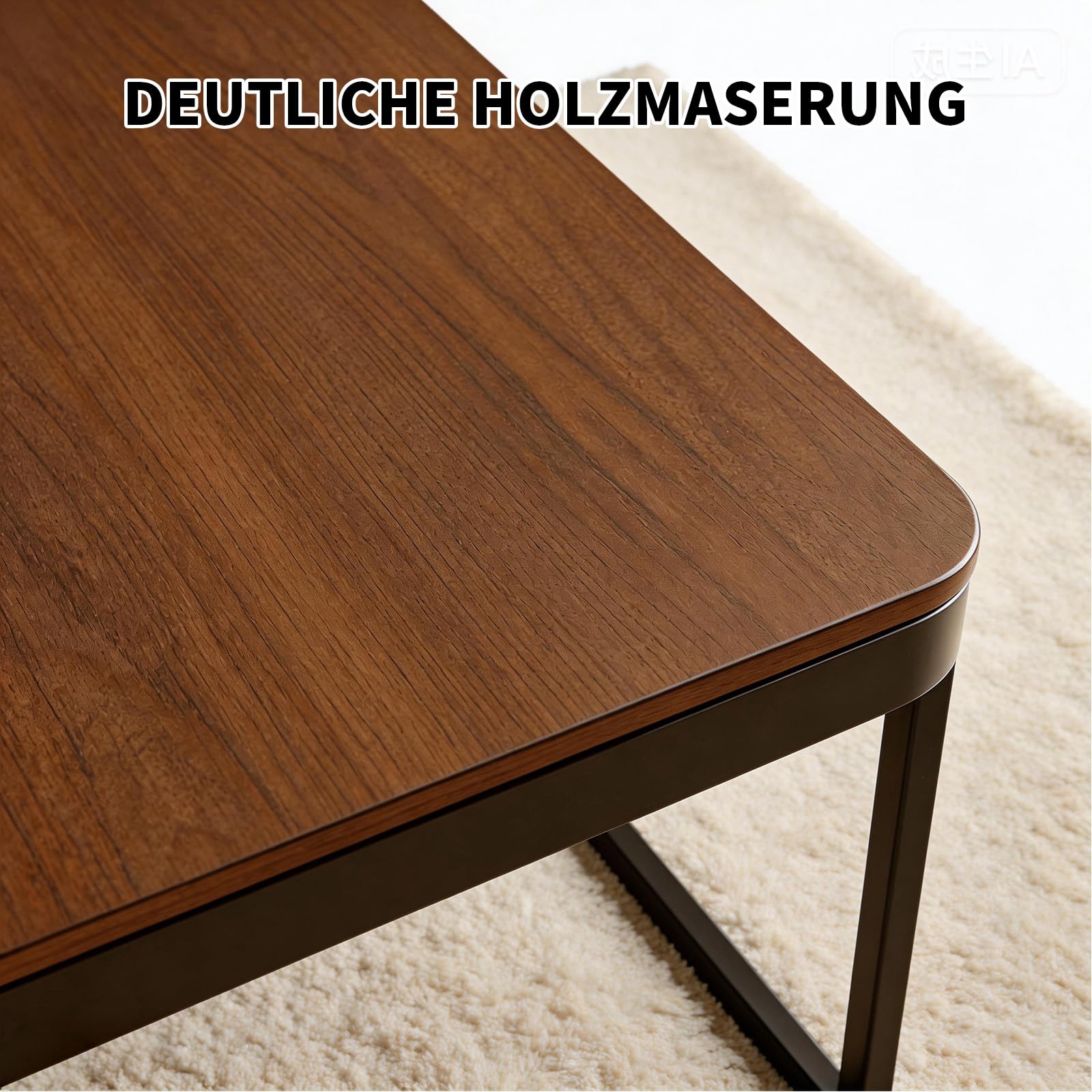 Generisch 2er-Set Kaffeetische, Moderner Ausziehbarer Kaffeetisch, Nussbaum-Kaffeetisch mit Stauraum, Metallgestell, für Wohnzimmer, Schlafzimmer, Nussbaum-Optik