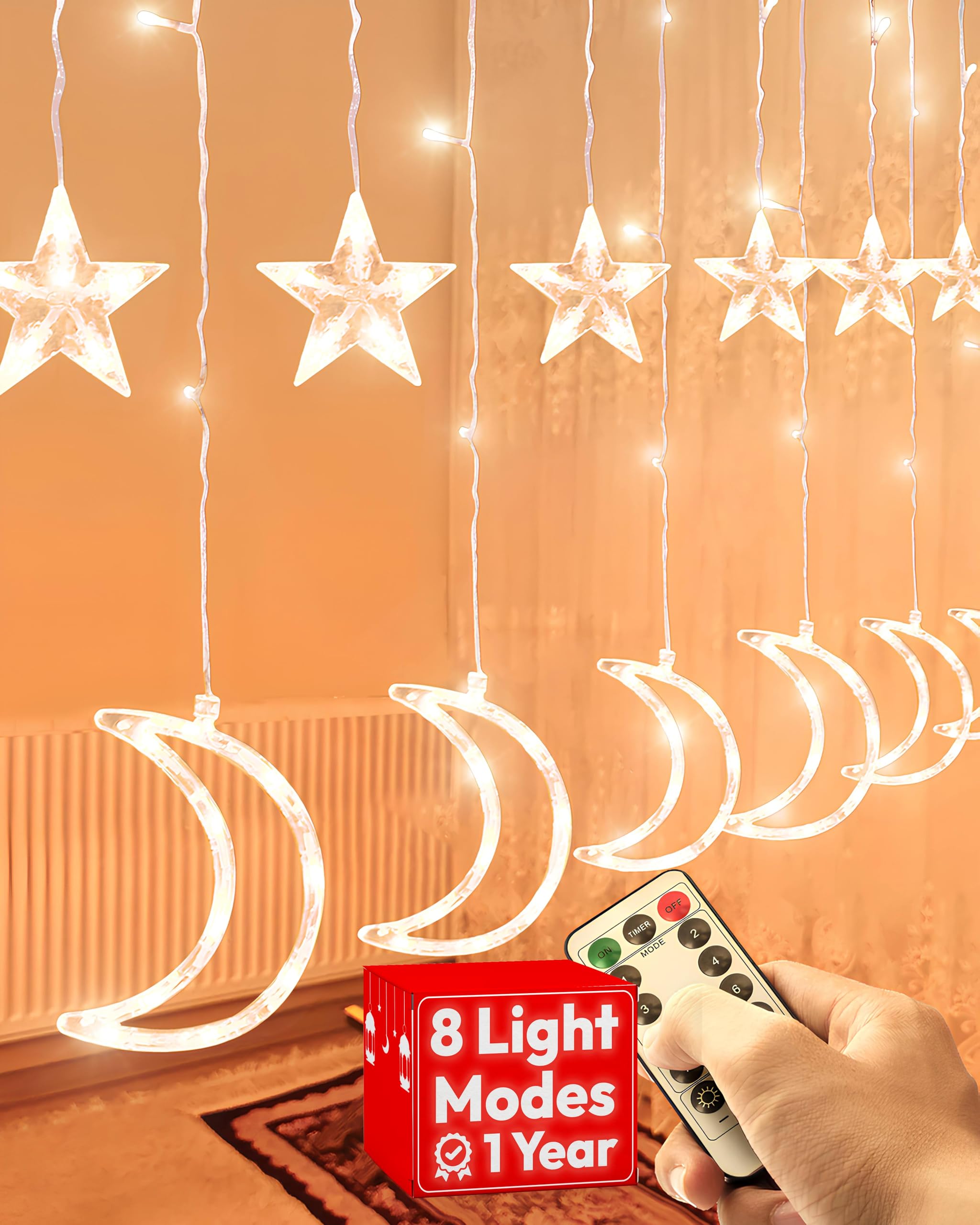 OLEEK Decoraciones de luces de Ramadán – Decoraciones de Ramadán para el hogar 2026 – Luces de decoración de Ramadán – Regalos de Ramadán para niños – Decoración de Ramadán – Cadena de luces Ramadán