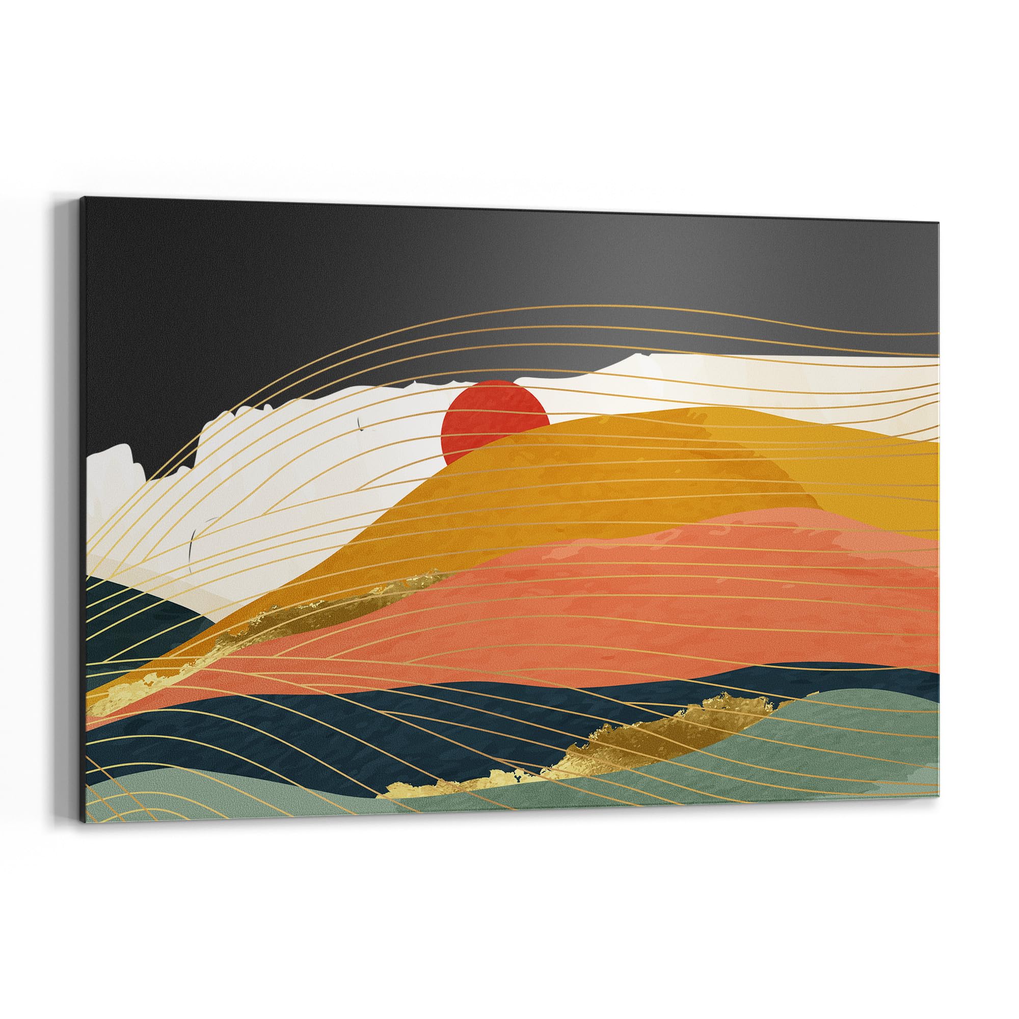 DEQORI Magnetische Kreidetafel mit UV-Druck | Motiv Abstrakte Bergwelt | Design rechteckig 60x40 cm | Kreide Metalltafel beschreibbar – Wanddeko für Küche, Flur, Kinderzimmer & Büro