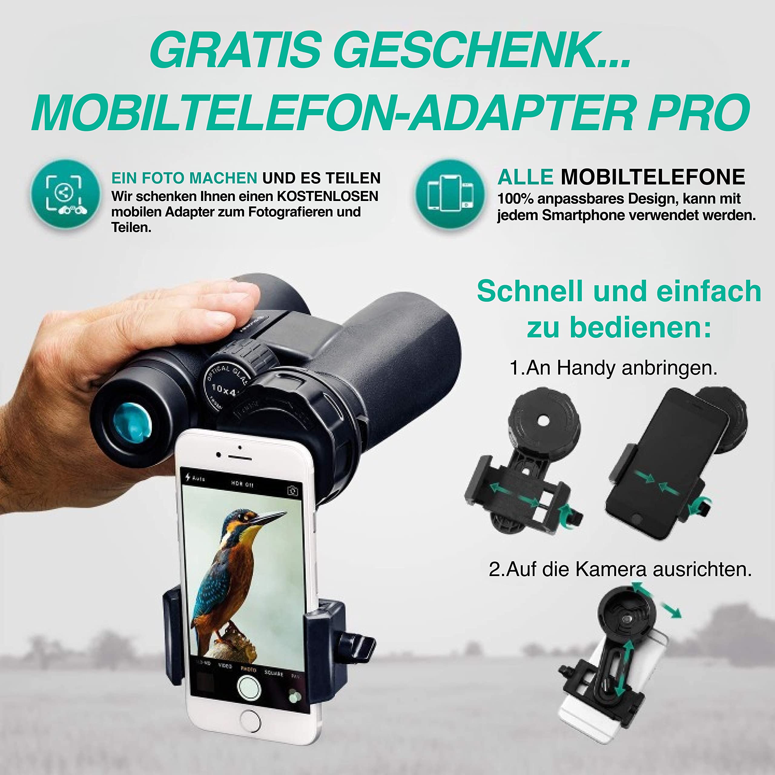 Slokey Fernglas 10x42 - Professionelles und Leistungsstarkes Fernglas mit Großer Reichweite - Leicht und Wasserdicht BAK4- und FMC-Prismen - Ideal für Jagd, Astronomie, Vogelbeobachtung und Camping