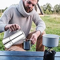 Vista 9 de No Coating 4 Cup Thickened 304 Stainless Steel Moka Pot Stovetop Espresso Maker Italian Coffee Machine 200ml 6.8oz Suitable for Gas Induction