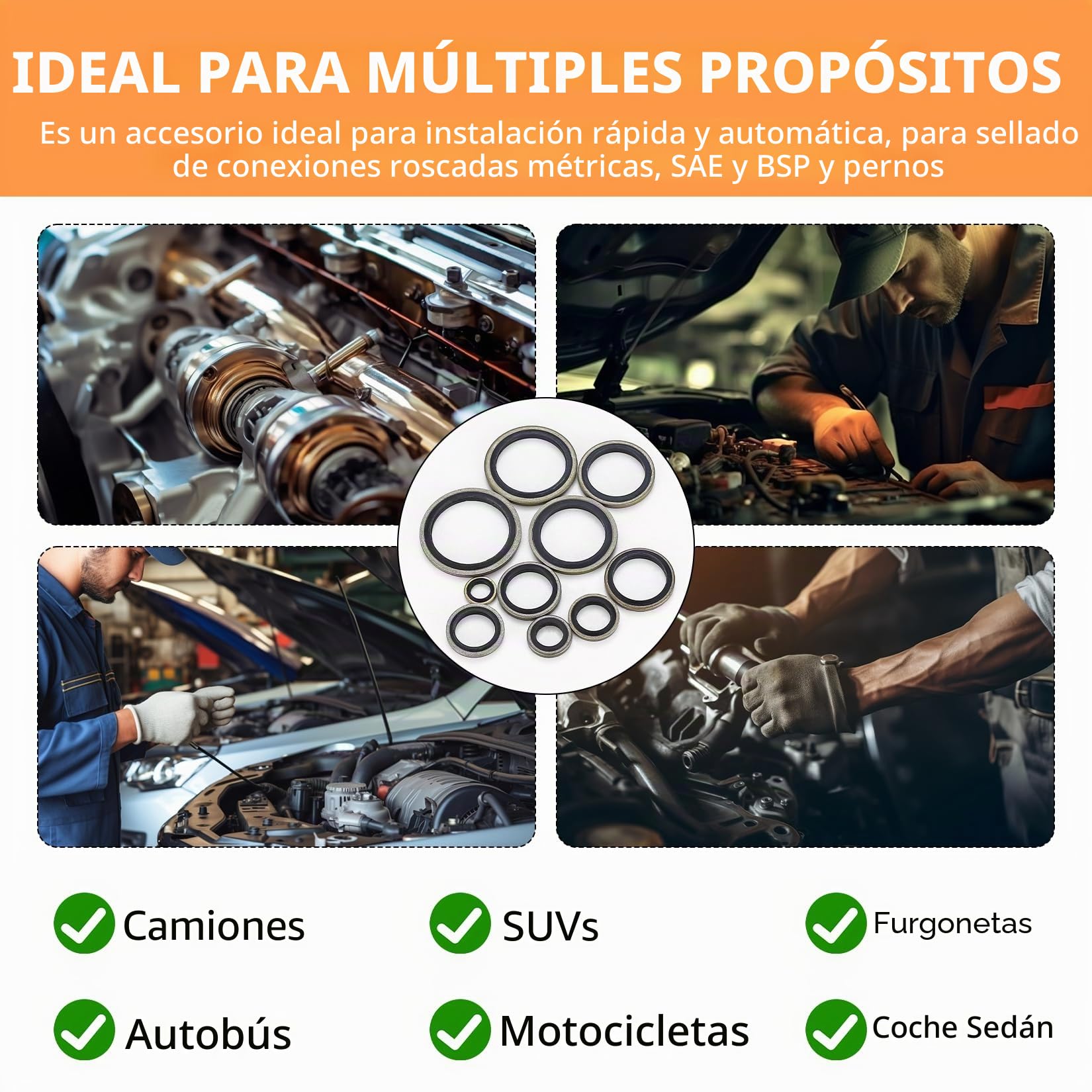 Junta de Tapón de Drenaje 160 Piezas Arandela de Presión de Goma Metal M6-M24 Arandelas de Aceite de Motor Hidráulica