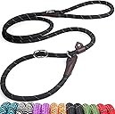 Fida Durable Slip Lead Dog Leash, 6 FT x 1/2" Heavy Duty Dog Loop Leashes, Comfortable Strong Rope Slip Leash for Large Medium Dogs, No Pull Pet Training Lead with Highly Reflective(1/2", Black)