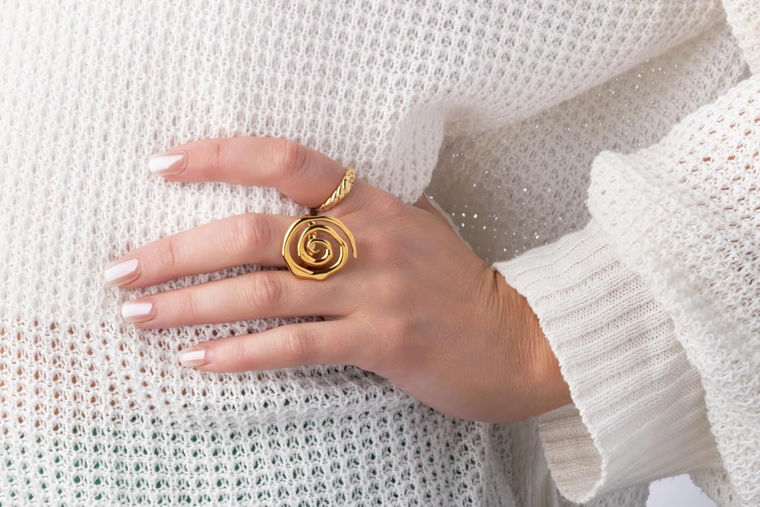 Pierced Owl Stainless Steel Adjustable Spiral Ring - Image 2