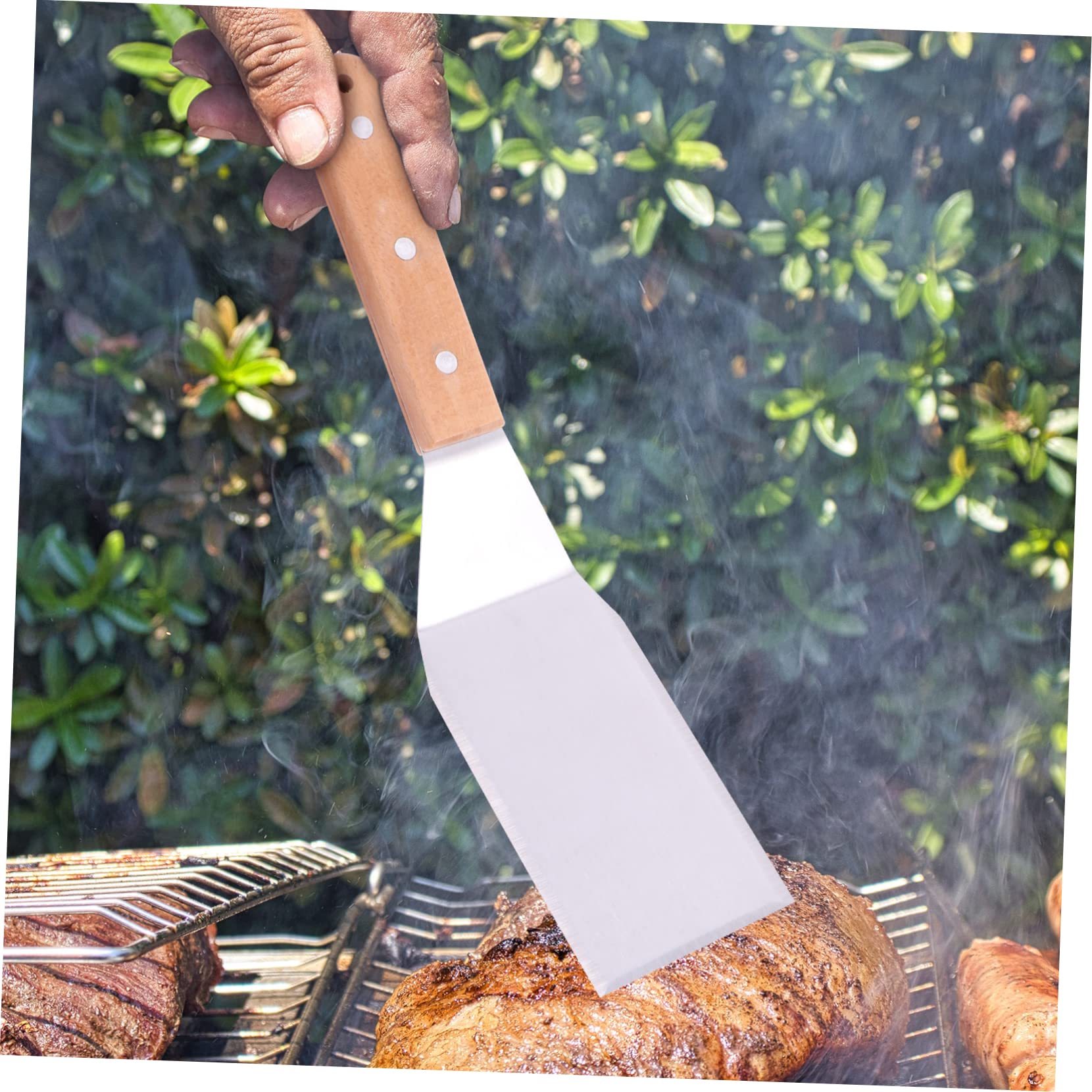 Sosoport Espátulas de Acero Inoxidable Mango de Madera Ergonómico 5 Piezas para Transferencia de Pizza y Bistec Utensilios de Cocina Resistentes para Uso Doméstico y Profesional