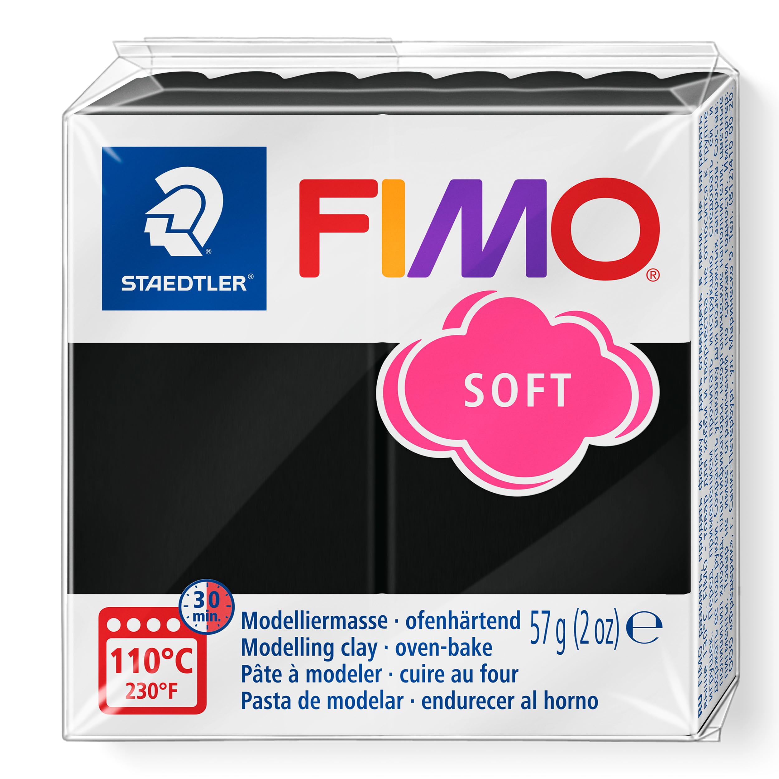 FIMO Soft Polymer Clay - -Oven Bake Clay for Jewelry, Sculpting, Crafting, Black 8020-9