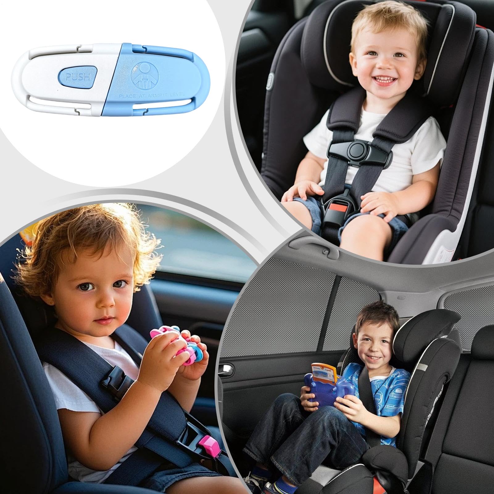 Anti Escape Car Seat Clip - Adjustable Strap, Universal Child Seat Chest Harness Clip | Safety Guard Protector for High Chairs Strollers Schoolbags Kids Child Safety Travel Airplane Bus — view 4