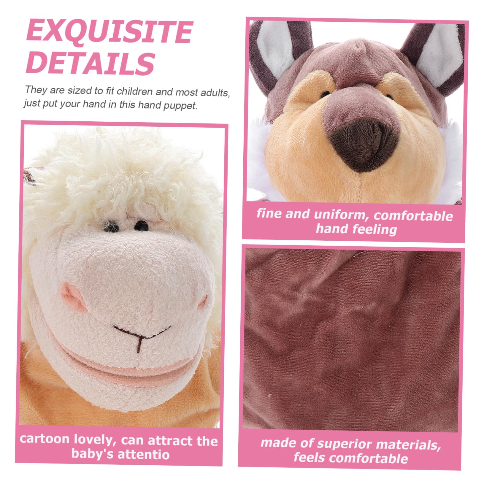 UPKOCH Marionetas De Mano Boca Móvil para Niños – Set De 5 Piezas (Cerdo Rosa, Vaca, Oveja, Gris, Perro Ojazos) – Juguetes Interactivos para Contar Historias Casa y Escuela