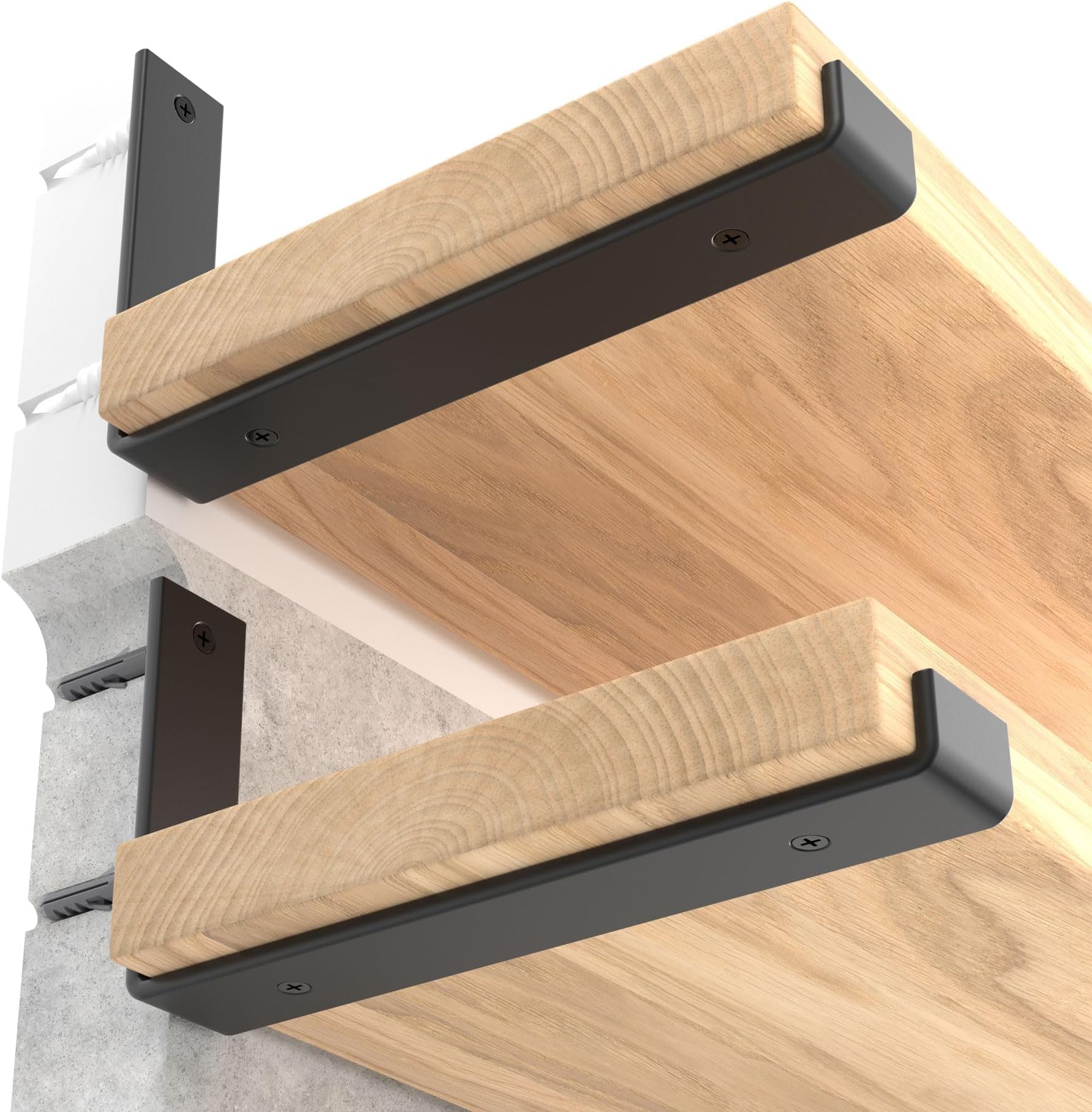 LEOPO 12 inch Shelf Brackets 6-Pack ,1/5 inch Thick Heavy Duty Industrial Bracket for DIY Floating Shelf Support, Black Coated Wall Shelf Support 11.25” x 6” x 1.5”