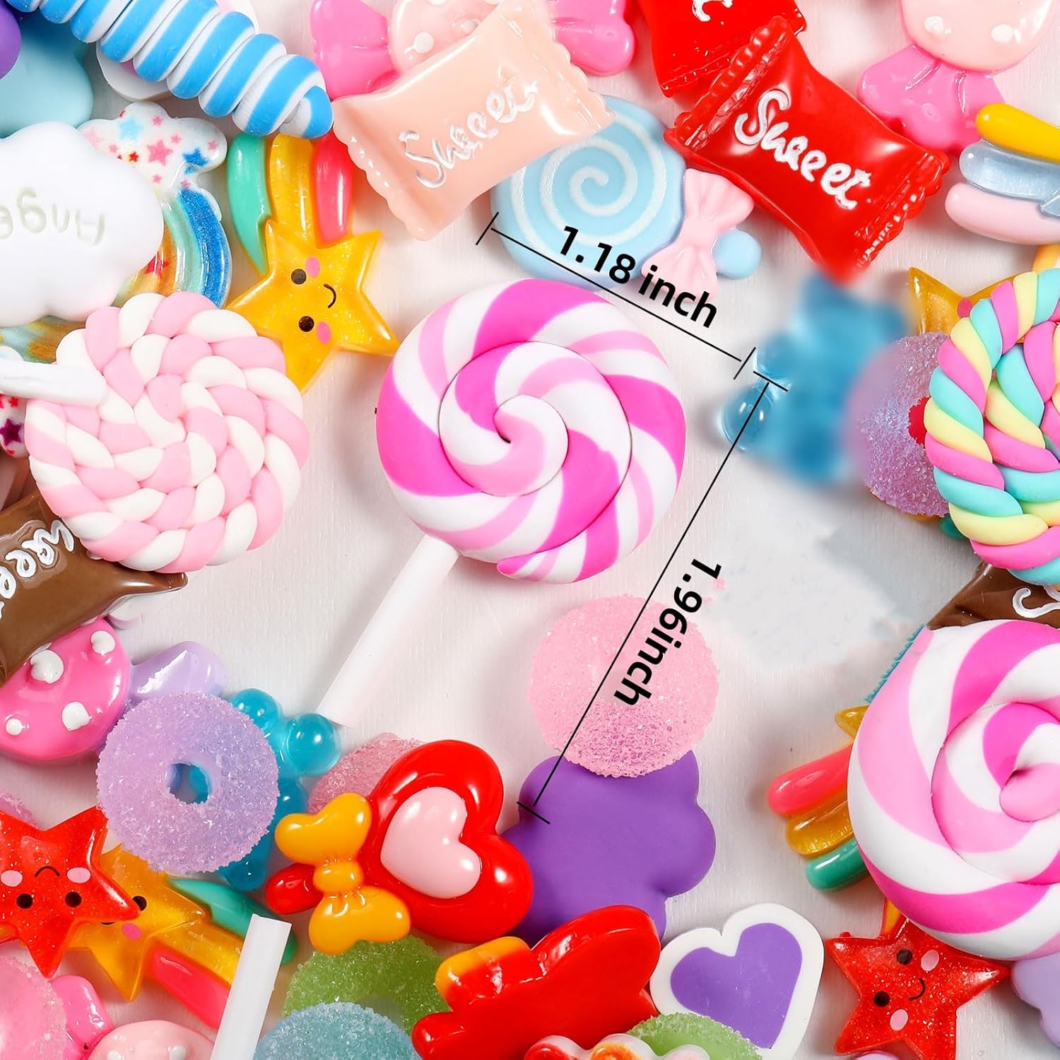 WILLBOND 120 Pieces Assorted Charms Cute Set Flatback Beads Making Kit Mixed Candy Sweets Resin Random Kawaii Candy Resin Ornaments for DIY Craft Scrapbooking Decoration - Image 3