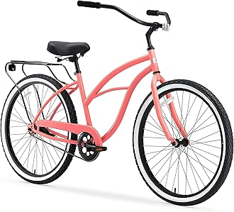sixthreezero Electric-Bicycles Around The Block Women's Ebike, 250/500 Watt Motor, 7-Speed Beach Cruiser Bicycle with Rear Rack, 26" Wheels, Multiple Colors
