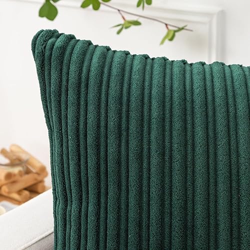 Miniatura 2 de Kevin Textile - Juego de 2 fundas de almohada cuadradas decorativas de pana suave y sólidas, fundas de almohada para sofá, dormitorio o automóvil,