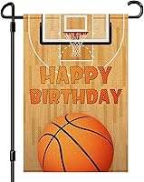 Vista 1 de INNORU Bandera de jardín de baloncesto con texto en inglés «Happy Birthday», letrero de fiesta de cumpleaños para niños y niñas, adultos, fiesta