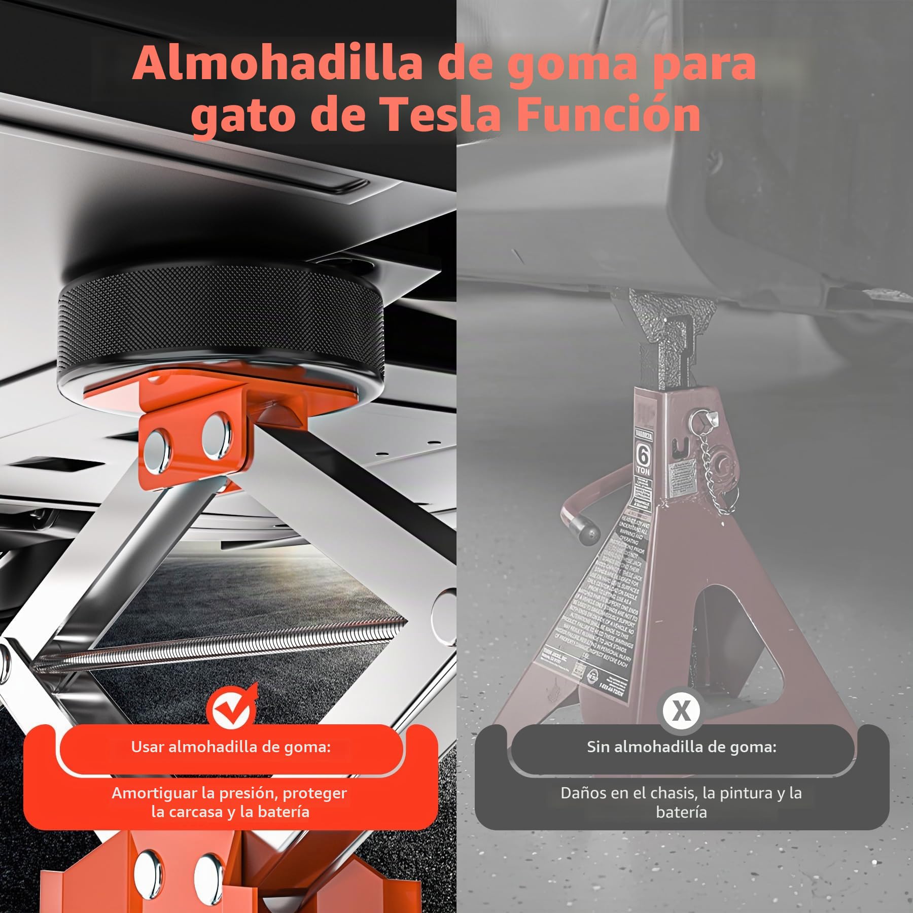 4PCS Almohadilla de Elevación para el Tesla Model 3/S/X/Y,Almohadillas de Goma Gato Hidraulico,Soporte Tesla Jack Pad Protege,Almohadillas de Goma para Modelo Tesla