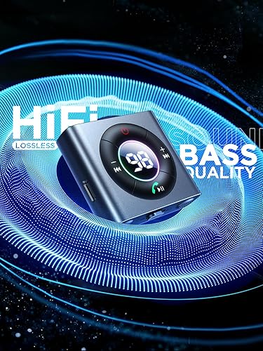 Miniatura 2 de Adaptador de coche Bluetooth 5.3 AUX actualizado 2024 micrófonos duales y sonido de graves profundos de alta fidelidad cancelación de ruido y