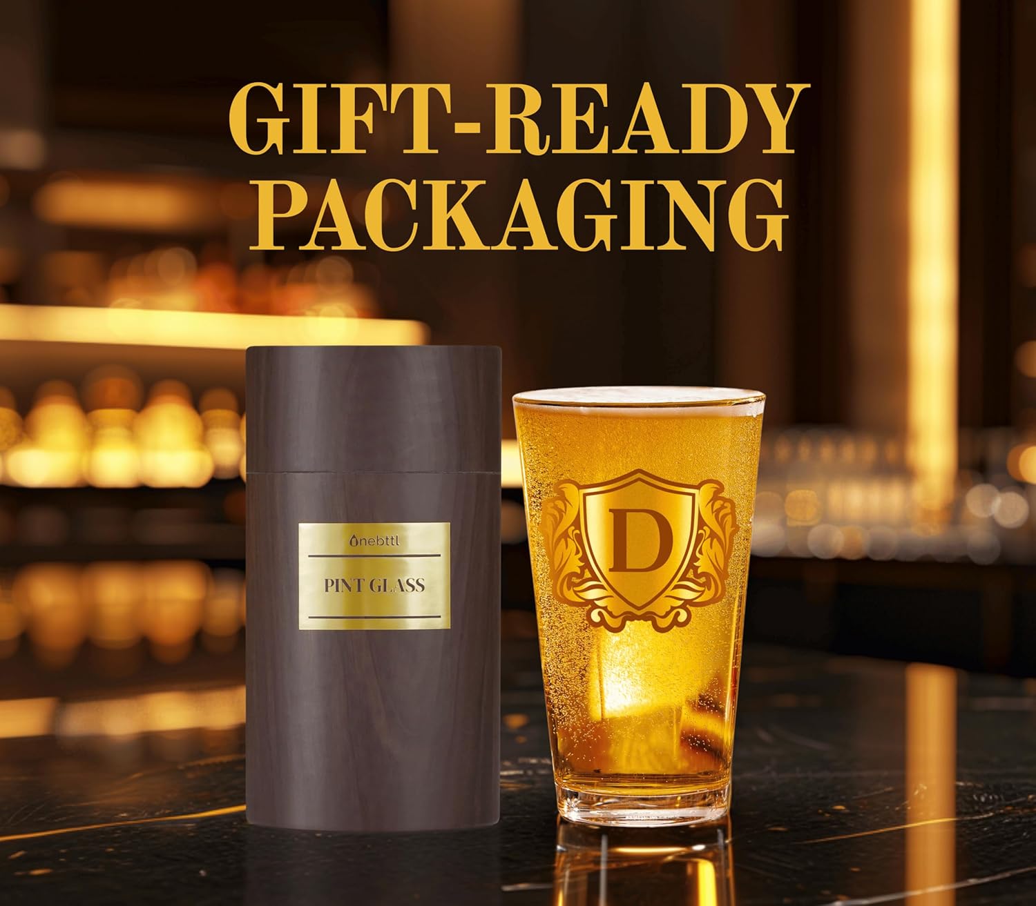 Onebttl Personalized Pint Glass for Men, Custom Alcohol Gifts for Beer Lovers, Unique Birthday, Christmas Gifts for Him, Dad, Husband, Boyfriend, J - Image 6