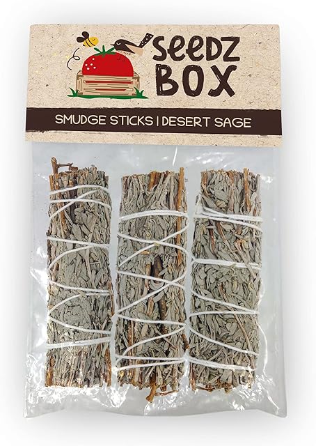 Desert Sage Smudge Sticks - 3 Pack - Seedzbox New Mexico Desert Sage - 3 x 4inch Sage Smudge Sticks Kit - Handpicked Smudging Smudge Incense Sticks for Burning - Cleansing House Negative Energy