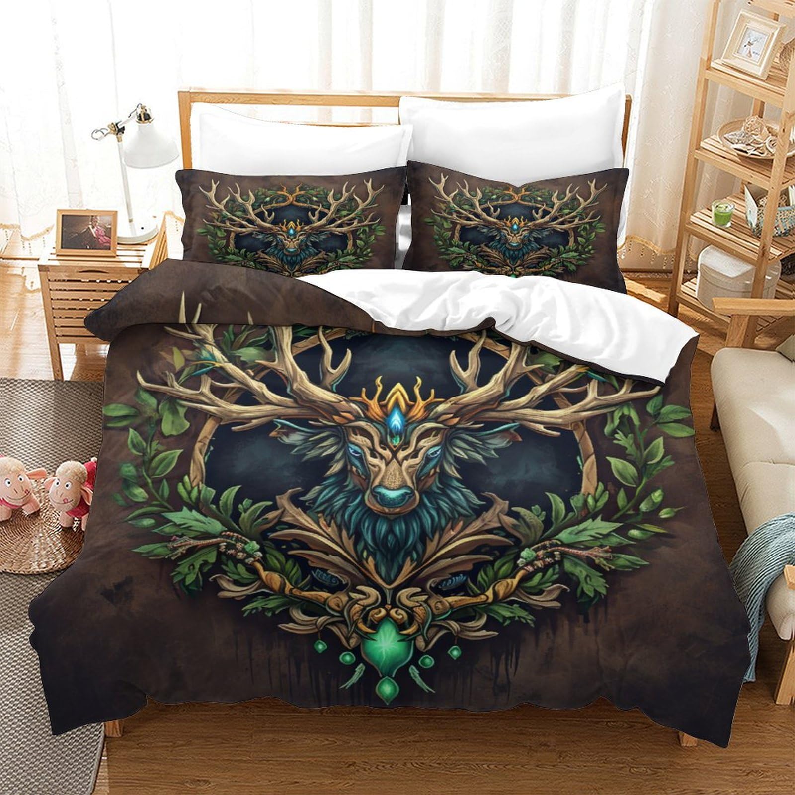 Stampato in 3D Pronipote tibetano Copertina Stampata Microfibra Disegnata Biancheria Da Letto Stile Morbido Con 2 Federe,Double（200x200cm）, Per Ragazzi Adulti