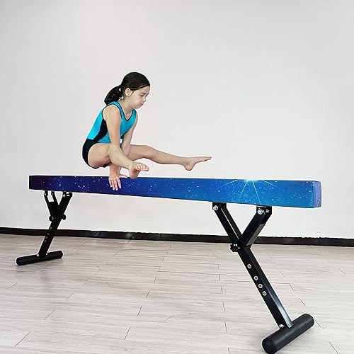 Miniatura 5 de Viga balana ajustable para niños, haz de gimnasia de 8 pies, haz de piso alto y bajo para todos los niveles de gimnasia, equipo de gimnasia