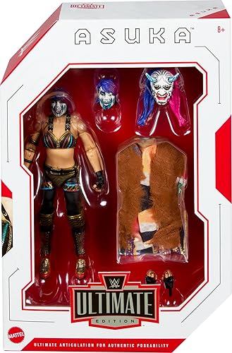 Miniatura 2 de WWE Ultimate Edition Figura de acción y accesorios, juego coleccionable Asuka de 6 pulgadas, cabezas y manos intercambiables, equipo de entrada y 30