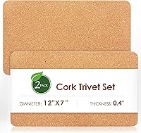 Vista 40 de Cork Hot Pads for Kitchen,4 Pack High Density Thick CorkTrivets for Hot Dishes 8" Heat Resistant Large Cork-Coasters Placemats for Table, Kitchen
