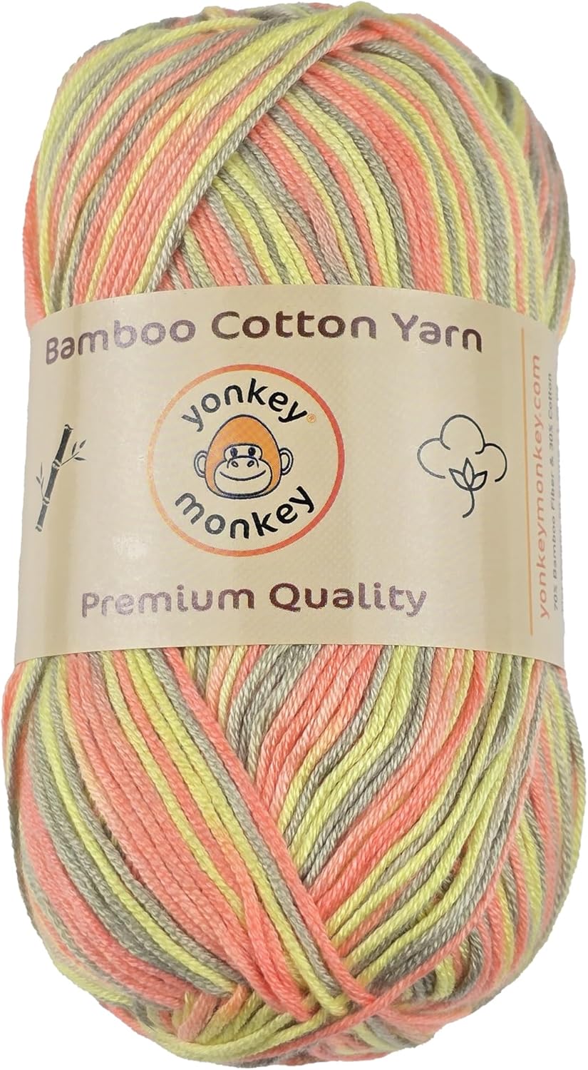 10-Pack of Yonkey Monkey 500 Grams Yarn - 70% Rayon derived from Bamboo, 30% Cotton - Imported - Tiger Mix 9046