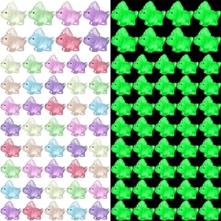 48 Pcs Mini Resin Dinosaur Figures Luminous Small Dinosaur Toys Glow in The Dark Tiny Dinosaur for Mini Garden Micro Landscape Aquarium Home Decoration Dinosaur Party Favors