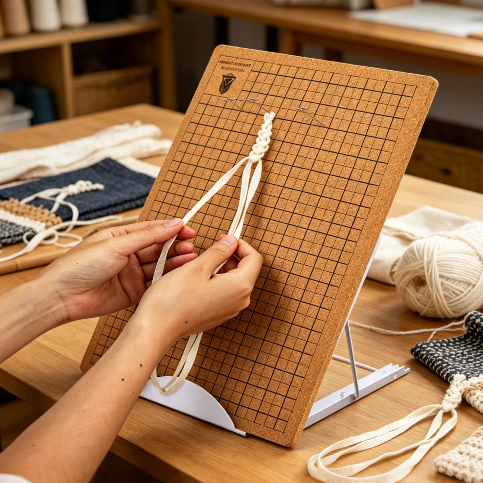 Macrame Board Set, 30x40 cm Macrame Board Stand e Pins, Tavola da Progetto macramè Double Face con Istruzioni Tavola Intrecciata Riutilizzabile per Braccialetti Intrecciati