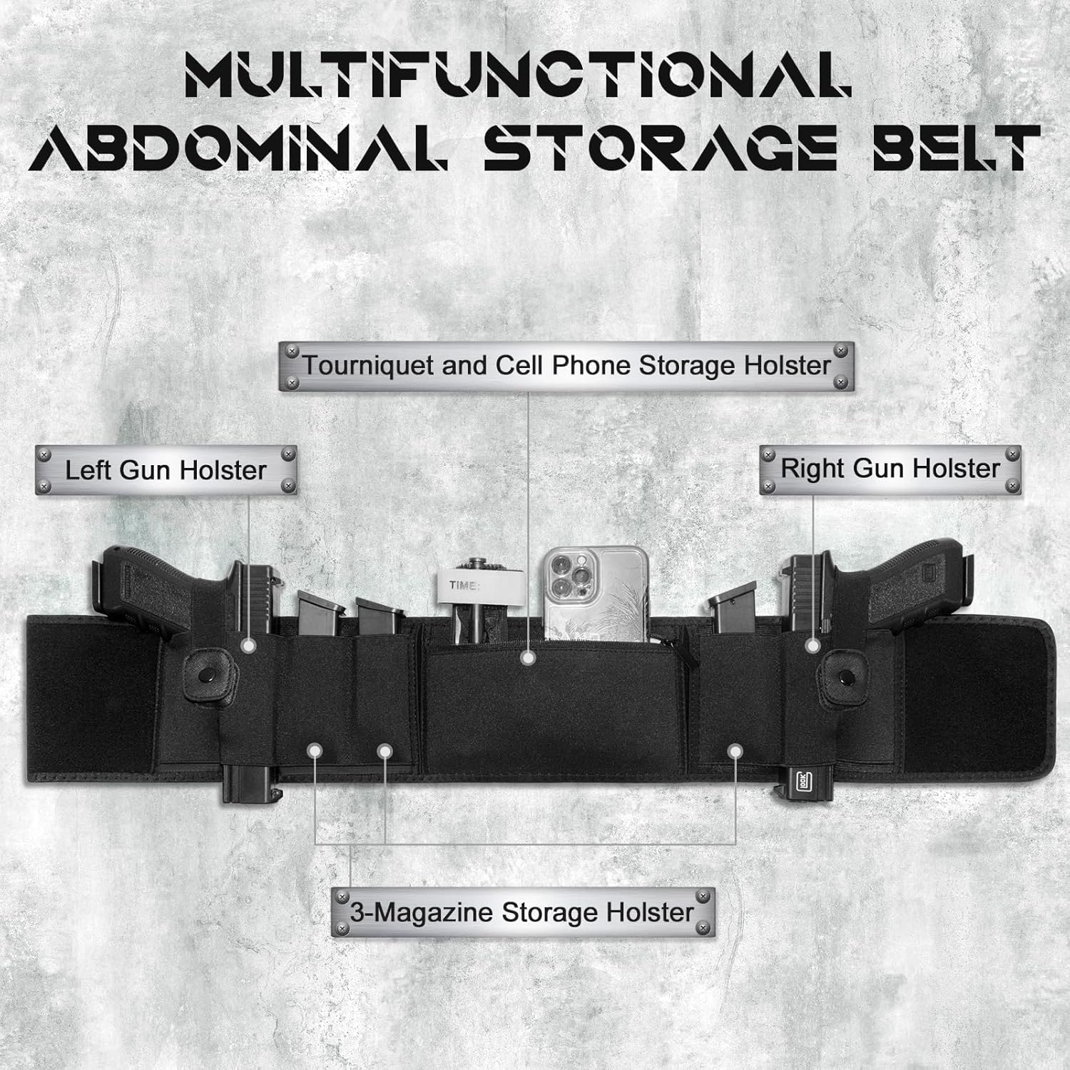 Belly Band Holster Ambidextrous, Unisex Belly Band Holster, Belly Holster for Concealed Carry, Fits with Most Pistols and Revolvers Including Glock 17-43X, Taurus, Ruger LCP, S&W M&P - Image 3