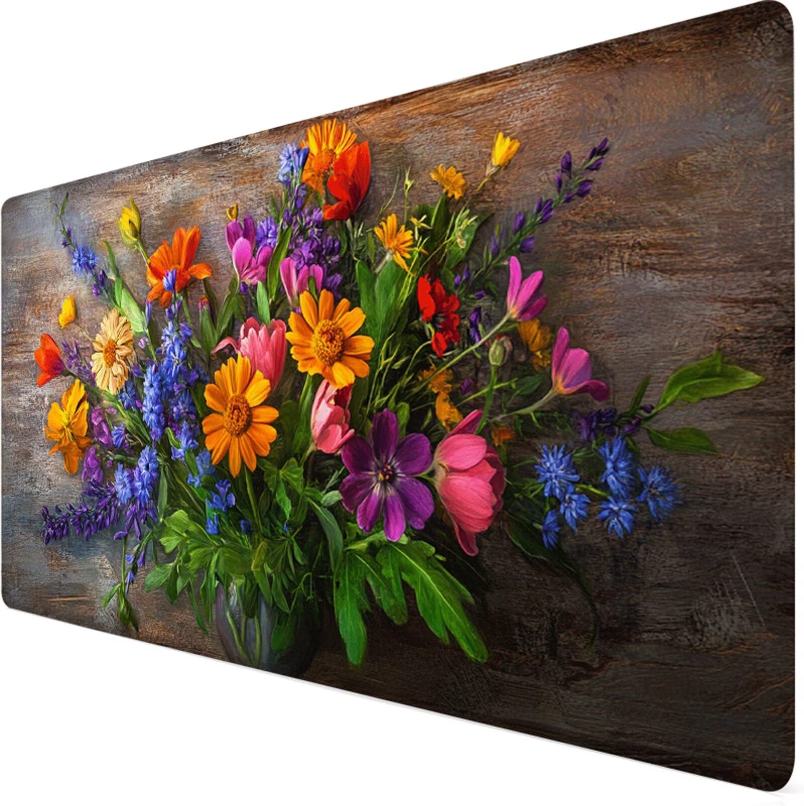 Podkładka pod mysz XXL 1000x500x3mm podkładka pod mysz kwiat podkładka pod mysz kolor poprawia precyzję i szybkość, antypoślizgowe wodoodporne, szyte krawędzie, akcesoria do gier, komputer biurowy