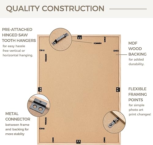 Miniatura 4 de Marco de madera de 18 x 24 pulgadas, marco de póster de 18 x 24 pulgadas, marco de madera de 18 x 24 pulgadas con paspartú de 16 x 20 pulgadas,