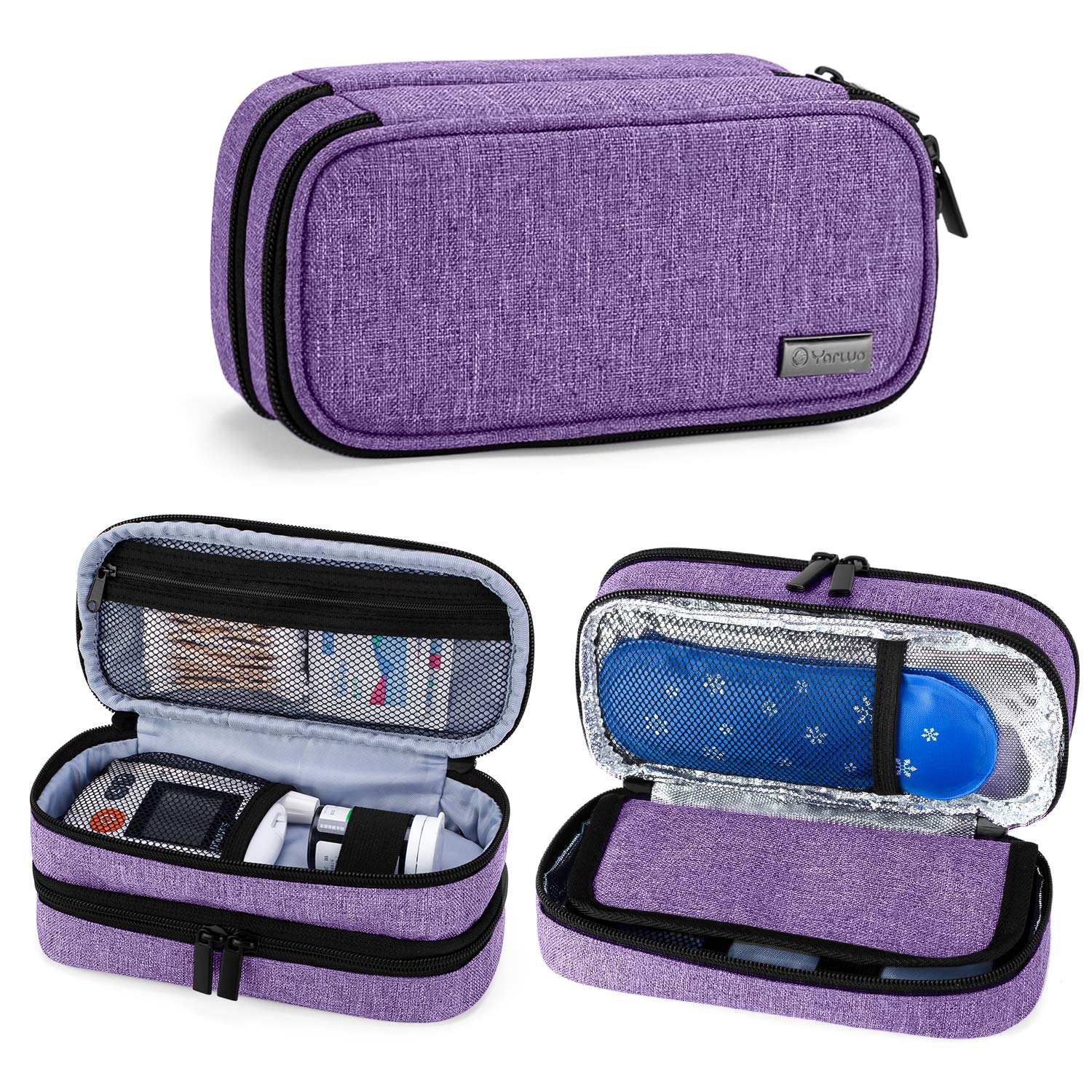 Yarwo Bolsa de Insulina Organizador, Bolsa de Diabetico, Isotermica Insulina Estuche Diseñado especialmente para tomar bolígrafos de insulina u otros suministros para diabéticos, Púrpura