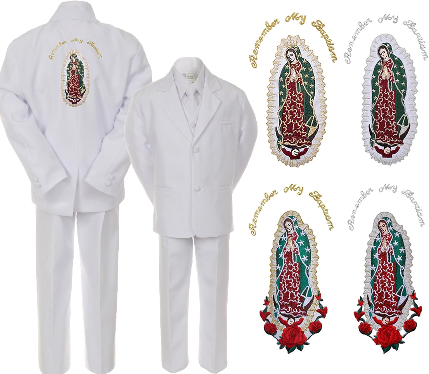 Kids Baby Boy Christening Baptism Formal White Necktie Vest Suit Guadalupe Sm-7