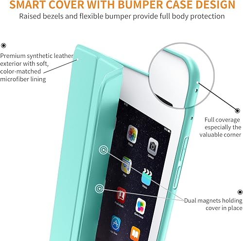 Miniatura 68 de DTTO Funda para iPad Mini de 5ª generación y iPad Mini 4, ultra delgada y ligera, con cubierta trasera de TPU suave, apagado y encendido automático