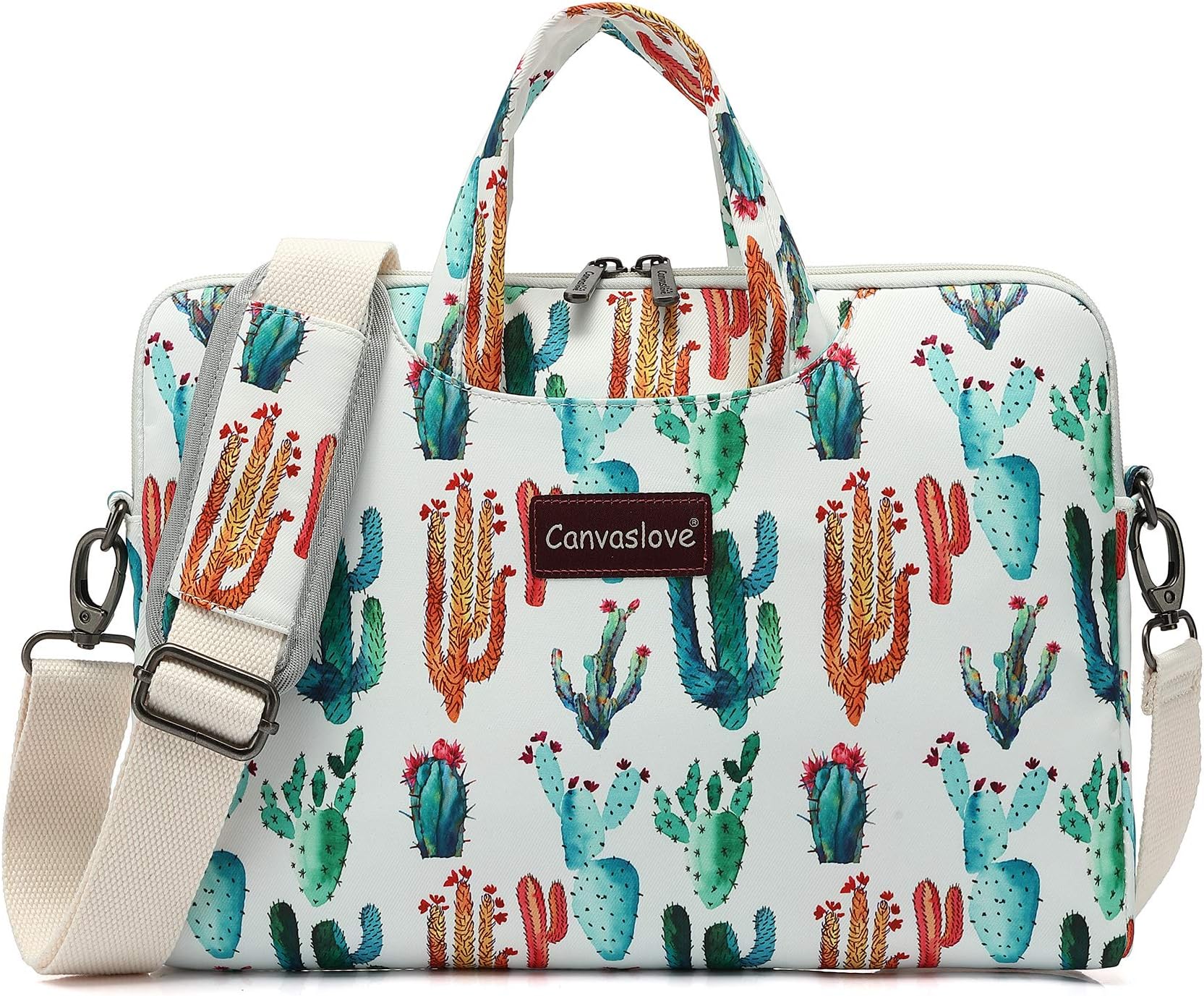 Canvaslove Cactus Water Resistant Laptop Shoulder Messenger Bag for MacBook Pro 16 inch and 15.6 inch-16 inch Laptop
