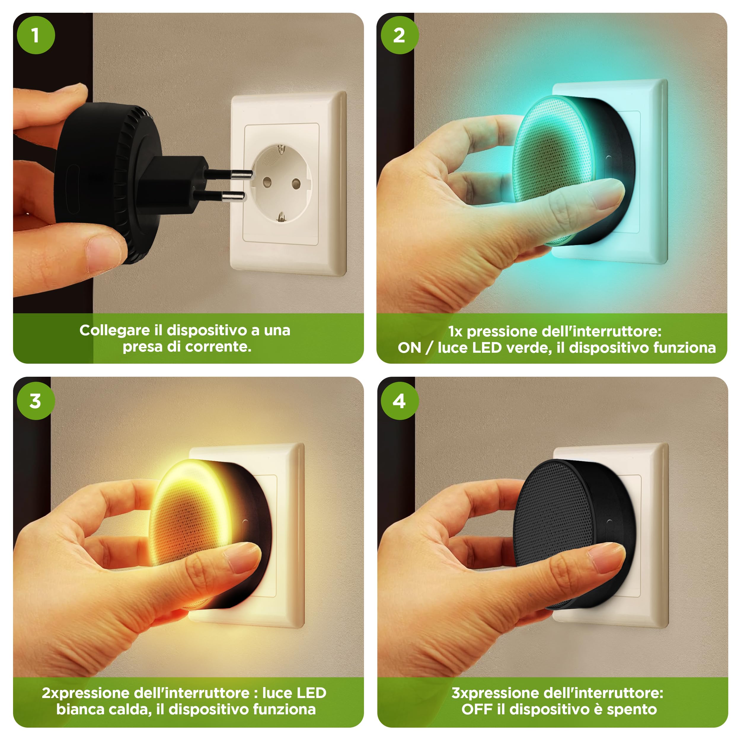 ISOTRONIC repellente parassiti ultrasuoni ragni scarafaggi cimici letti acari luce orientamento raggio 30m² 1 unità efficace interno casa camera protezione difesa senza veleno stop insetti mobile